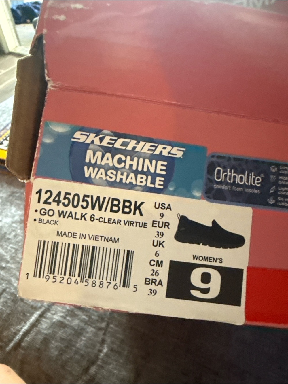 Skechers Go Walk 6 Clear Virtue Black Slip On Shoes Womens Size 9 new - Picture 2 of 6